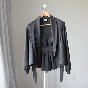 Bija Grey cotton tie sweater/jacket SZ small